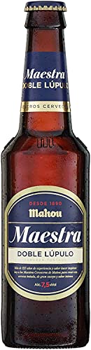 Mahou Maestra Doble Lúpulo - Cerveza Lager Tostada, 7.5% Volumen de Alcohol - Botellín de 33 cl