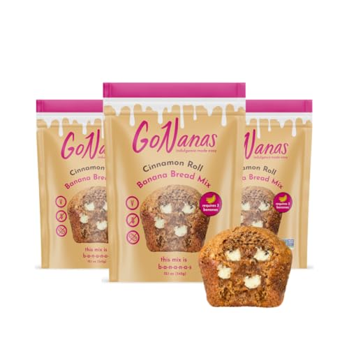 GoNanas Cinnamon Roll Banana Bread Mix, Vegan, Gluten Free Healthy