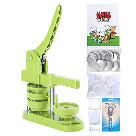 Happizza Button Badge Maker Machine (3rd Gen) Installation-Free, 58mm (2.25in) DIY Pin Button Maker Press Machine Badge Punch Press with Free 100pcs Button Parts&Pictures&Circle Cutter&Magic Book