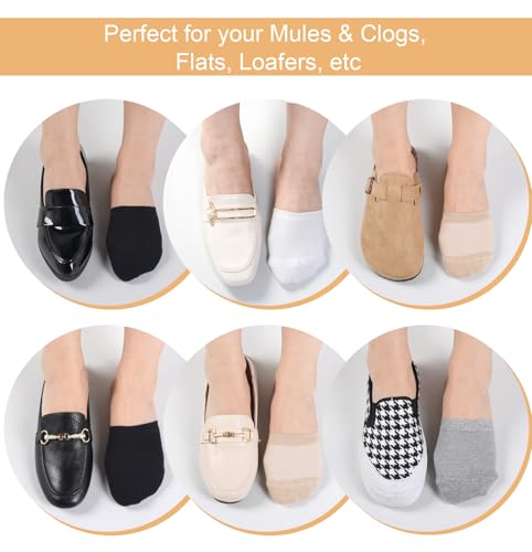 Image of Toe Socks Womens for Mules, Half Socks Toe Topper Covers No Show Invisible Non-slip Liners for Clogs 4 /6 /8 Pairs
