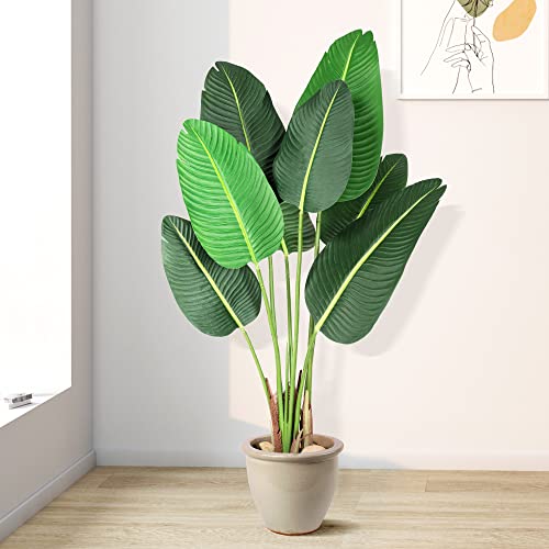Amyove 48 inchs Artificial Tree Bird of Paradise with 8 Trunks, 4 Feet Faux Plant Fake Banana Tree Plant with Pot for Home, Decor, Indoor, Outdoor, Living Room, Office-1Pack (48"-1Pack)