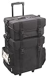 Sunrise 2 in 1 Pro Travel Cosmetic Soft Sided Rolling Makeup Artist Case Organizer Storage, Black...