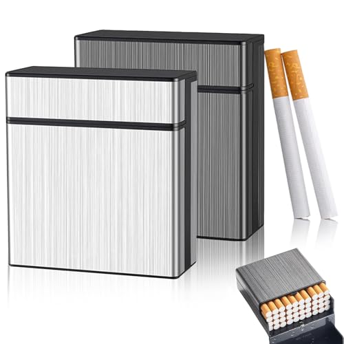 2 Stück Zigarettenetui Zigarettenbox aus Metall Aluminium Zigarettenetui Zigarettenbox für 40 Zigaretten Zigarettenschachtel Elegante Zigaretten Kasten für Damen Herren Geschenk