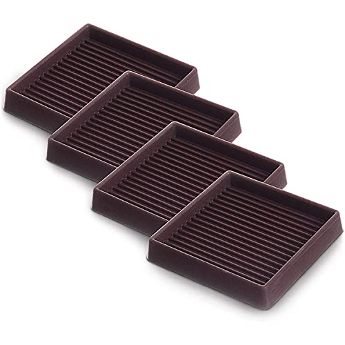 LexxonPack of 4 3X3 inch Square Rubber Furniture Caster Cups with Anti-Sliding Floor Grip