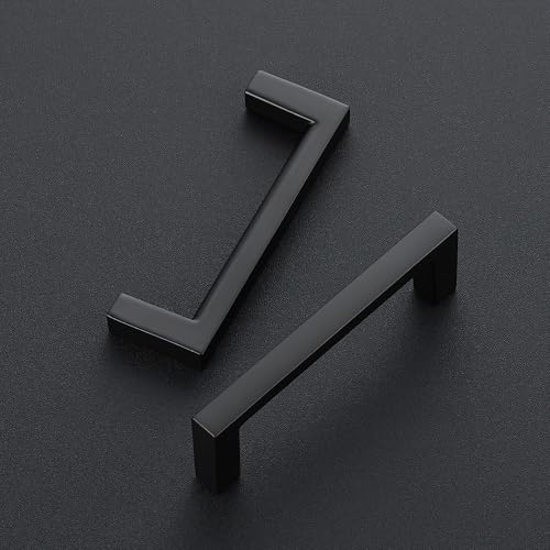 Image of Ravinte 20 Pack Matte Black Cabinet Pulls, 3 Inch (76mm) Hole Center Slim Kitchen Handles, Square Drawer Pulls for Cabinets & Cupboards, Hardware