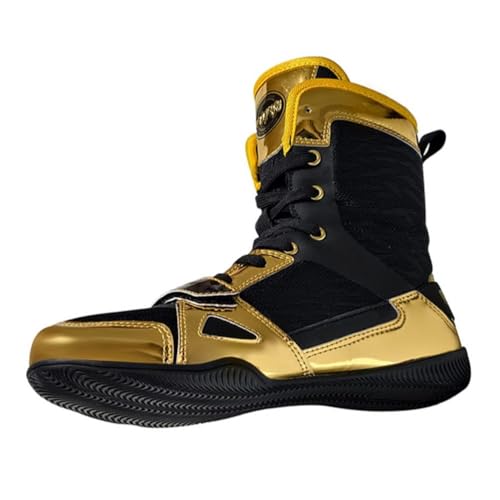FJJLOVE Zapatillas De Boxeo Y Lucha para Hombre, Transpirables, Entrenadores De Boxeo, Antideslizantes, para Culturismo, Lucha Y Fitness Atlético,Negro,46 EU