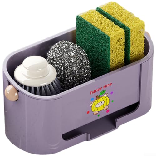 Escurridor de platos de cocina que ahorra espacio con soporte de esponja, plegable y móvil para una colocación cómoda, promueve el secado rápido con estructura ventilada abierta (morado uva)