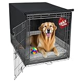 Explore Land Breathable Dog Crate Cover - 4 Sides Mesh Ventilation,Basic Pet Kennel Cover, All Sides Open, Universal Fit for 1 2 3 Doors 42 inches Wire Dog Crate (Black)