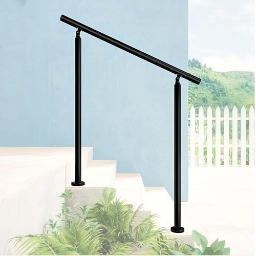 AICA Barandilla escalera, pasamanos de acero inoxidable para jardines, porches, entradas, interior y exterior escalera, Negro, 100x106cm, 0 barras transversales