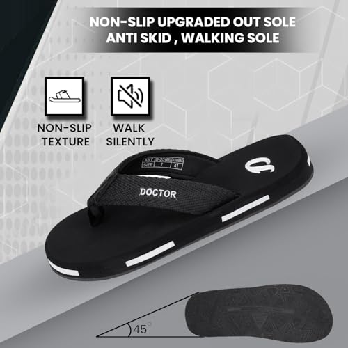 Image of DOCTOR EXTRA SOFT Men's Classic TPR Slippers with Cushion FootBed for Adult| Comfortabl &Light Weight|Stylish & Anti-Skid|Orthopedic Casual Durable Waterproof Everyday Dr.Flip Flops Gents & Boys D-35