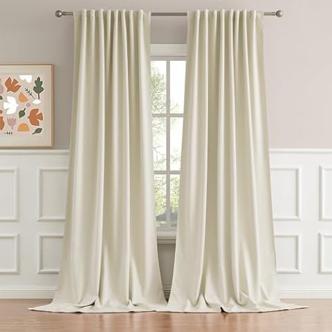 DUALIFE 120 Inch Beige Blackout Curtains Cover