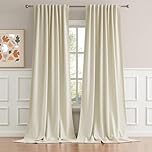 DUALIFE Beige Curtains 102 Length 2 Panels, Cream Blackout Curtains Thermal Insulated Window Treatment Room Darkening Drapes for Living Room Back Tab/Rod Pocket, 52 by 102 Inches Long