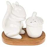 geschirr weiden Lieferung im Karton Salz- und Pfefferstreuer auf Bambustablett, Design: Eichhörnchen & Eichel, Weiß