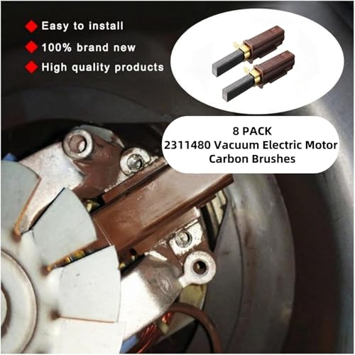 Image of 8 Pcs 2311480 Vacuum Cleaner Motor Carbon Brushes For Ametek Lamb 2311480, 333261 & 33326-1,2311480, 333261, 33326-1, and Fits 115737, 115750, 116114-00, Etc.31mm x 11mm x 6mm With Retractable Springs