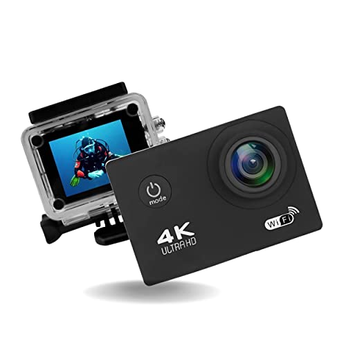 Squaircle 4K Ultra HD Water Resistant Sports WiFi Action Camera with 2 Inch Display (16MP, Black)
