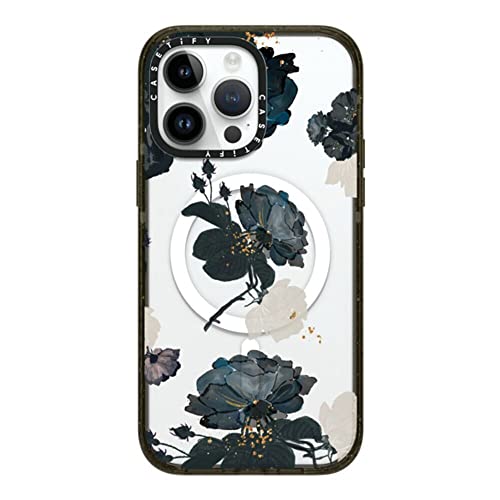 CASETiFY �C���p�N�g iPhone 14 Pro Max �P�[�X [MIL�K�i���� (4x MIL-STD-810G)/2.5m����̗����������N���A/MagSafe �ɑΉ�] - White And Black Floral - �O���b�V�[ �u��