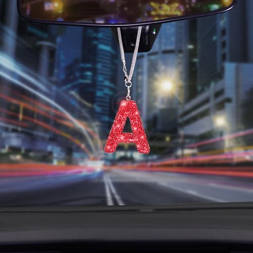Rainbow J Shape Bling Crystal Pendant Car Accessories for Women, Hanging Cute Rhinestone