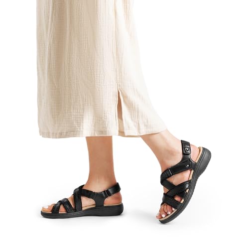 Image of DREAM PAIRS Women's Arch Support Sandals Comfortable Open Toe Dress Flats Walking Sandals For Summer