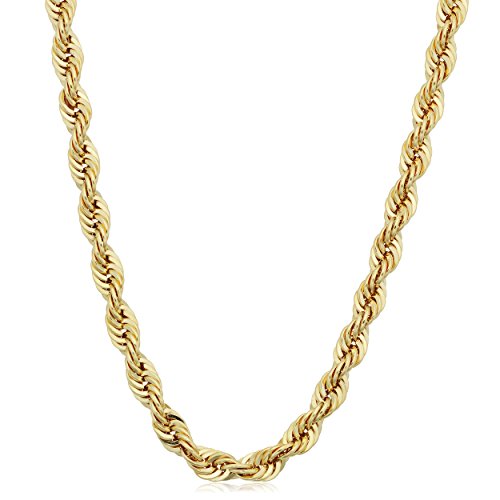 Kooljewelry 14k Yellow Gold 5 mm Rope Chain Necklace for