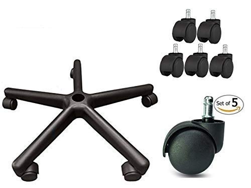 Image of Ellozia2 inch Pin Type Nylon Office Chair casters Wheel (Black) - Pack of 5