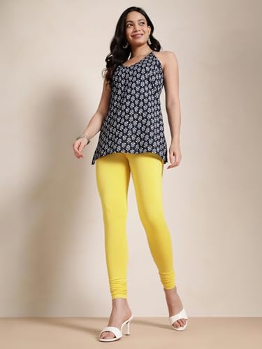 Image of TWIN BIRDS Churidar Leggings for Women | Super Stretchable Cotton Elastane | Wide Waistband | Comfortable Daily Ethnic, Casual & Kurti Wear