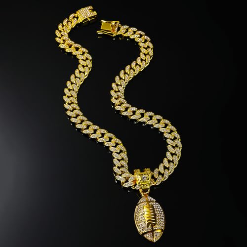 Iced Out Pendant American Football for men Cuban Link chain for men Necklace Football for Hip Hop Sports Pendant Rap Punk Rock Clubs Disco Diamond Bling Women jewelry sports3