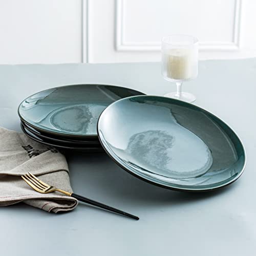 Unicasa Ceramic Dinner Plates - Large Dessert, Salad Plate 10.25 Inch Set Of 4 For Steak, Pasta, Dinnerware Sets - Porcelain Serving Dishes, Dishwasher, Microwave & Oven Safe, Olive #TOP5