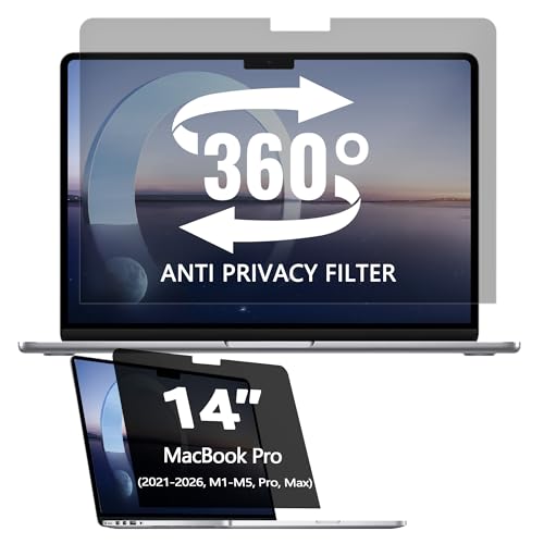 Image of 360 Privacy Screen Protector for MacBook Pro 14 Inch(2021-2026, M1-M5, Pro, Max) Privacy Screen Filter for MacBook Pro 14 Inch, Anti-Spy /Anti Fingerprint /Anti Blue Light /Anti Glare