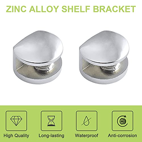Ufurmate Glass Clamp, 10Pcs Half Round Glass Clamps Zinc Alloy Glass Shelf Brackets Adjustable Silver Glass Shelf Clips Holders Wall Mounted, For 5-8Mm Thick Glass Shelves #TOP2