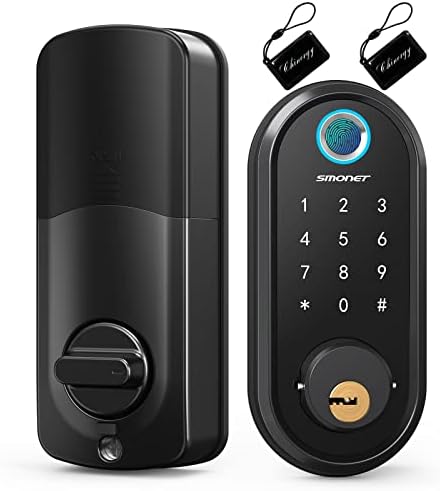 Smart Door Lock, SMONET Keyless Entry Deadbolt Door Lock for Front Door, Electronic Bluetooth Fingerprint Keypad Touchscreen TTLock for Airbnb Apartment