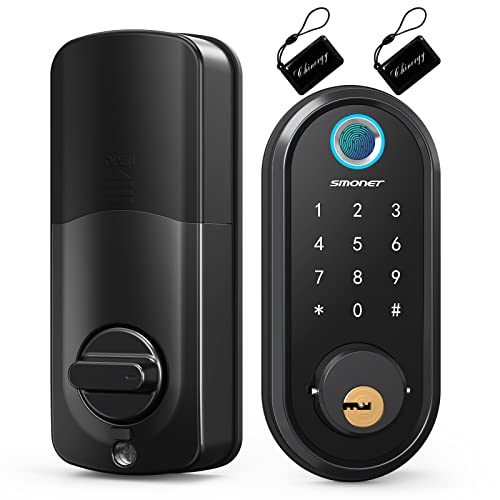 Smart Door Lock, Smonet Keyless Entry Deadbolt Door Lock For Front Door, Electronic Bluetooth Fingerprint Keypad Touchscreen Ttlock For Airbnb Apartment #TOP15