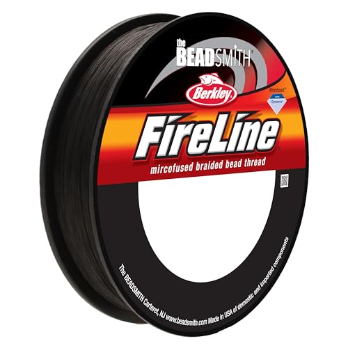 The Beadsmith Fireline by Berkley – Micro-Fused Braided Thread – 8lb. Test, .007”/.17mm Diameter, 125 Yard Spool, Smoke Grey – Super Strong Stringing Material for Jewelry Making and Bead Weaving