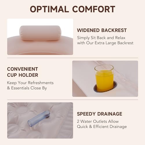 CO-Z Inflatable Bathtub with Electric Air Pump and Bath Pillow Headrest, Portable Blow Up Bath Tub for Adults, Outdoor & Indoor Freestanding Foldable Spa Tub with Cover Drainage Cup Holder,Brown