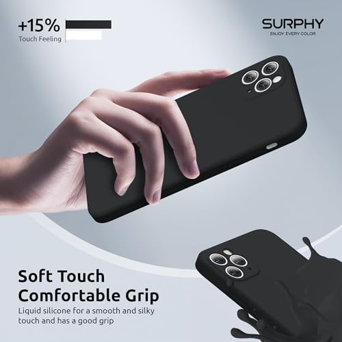 SURPHY Square Design for iPhone 11 Pro Max Case with Camera Protection, Straight Edge Design Liquid Silicone Slim Case, Black