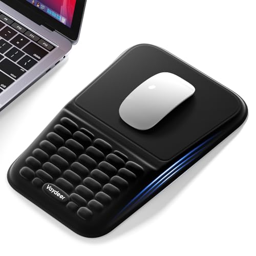 VAYDEER Mauspad mit Gelkissen, Ergonomisches Mousepad Handauflage [Schmerzlinderung] [Gesunde Haltung] [Memory-Schaum] [Hautfreundlich] [Rutschfest] Handgelenkauflage für Computer Laptop (He