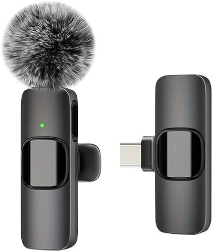 Wireless Lavalier Lapel Microphone for Android, Omnidirectional Condenser Recording Mic with USB-C, for Interview, Vlog, Podcast