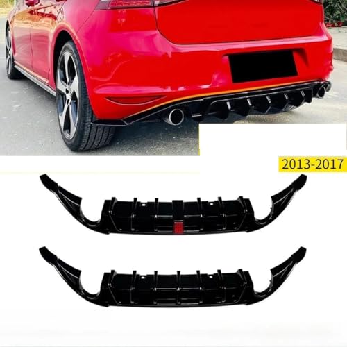 Difusor de parachoques trasero VW Golf MK7 con alerón divisor y kit de luces LED de freno 2