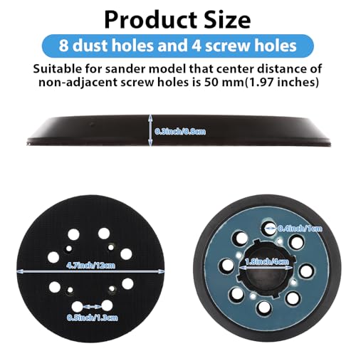 YAYODS 6 Pack Sander Pad for Dewalt, 5\" 8 Hole Hook and Loop Orbital Sander Replacement Pad for DeWalt DWE6421 6421K DWE6423 6423K DCW210B(4 Screw Holes Sanding Part)