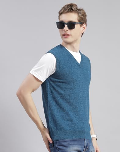 Image of Monte Carlo Off White Solid V Neck Sweater | Warm Woolen Pullover for Men | Soft Comfortable Knitted Winter Wear Sweater for Men's