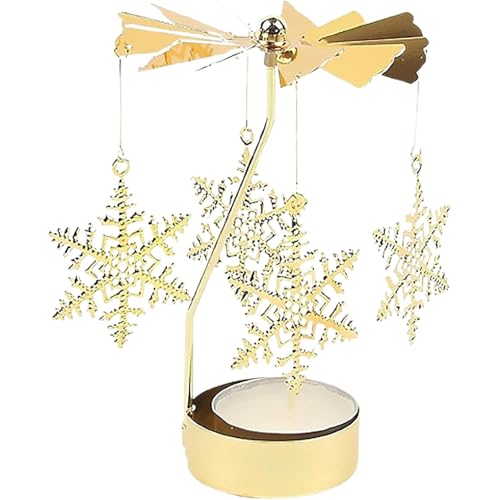 Teelicht Karussell Weihnachten, Schneeflocken Drehkerzenhalter für...