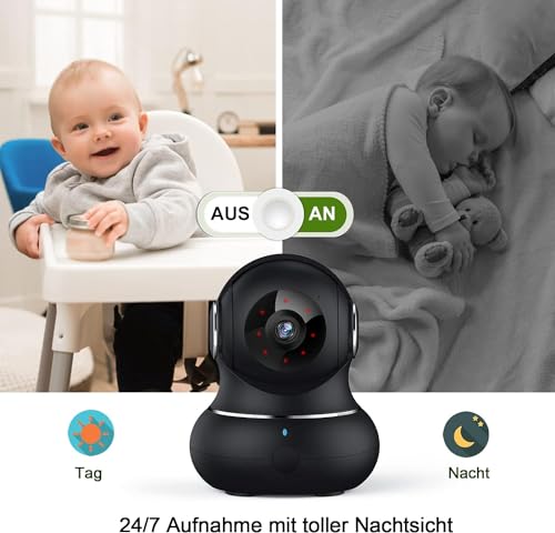 litokam Little elf Überwachungskamera 2 Stück, 2K Babyphone mit Kamera mit Bewegungserkennung, Nachtsicht, 2-Wege-Audio, WLAN Kamera Überwachung Innen für Hunde, Haustierkamera mit App, Alexa