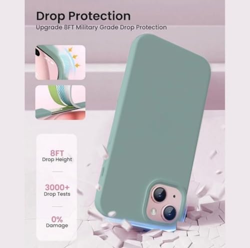 Image of Premium Liquid Silicone Case for iPhone 15 Plus - Slim Full Body Protective Back Cover with Soft Microfiber Lining, Anti-Slip Grip Scratch Resistant Phone Case (Sea Green)