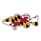 MAGNET Maryland State Flag Bass Largemouth Sport Fishing Fish Md Magnetic Vinyl Car Fridge Sticks to any Metal Surface 5'