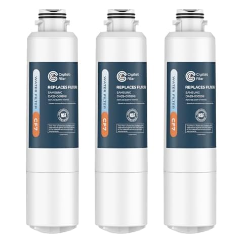 Crystala Filters Compatible with Samsung DA29-00020B Refrigerator Water Filter, DA29-00020A/B, DA29-00020B-1, HAF-CIN/EXP, 46-9101, RF4267HARS, RF25HMEDBSR, RF28HMEDBSR, RS25J500DSR, 3 Pack Cover