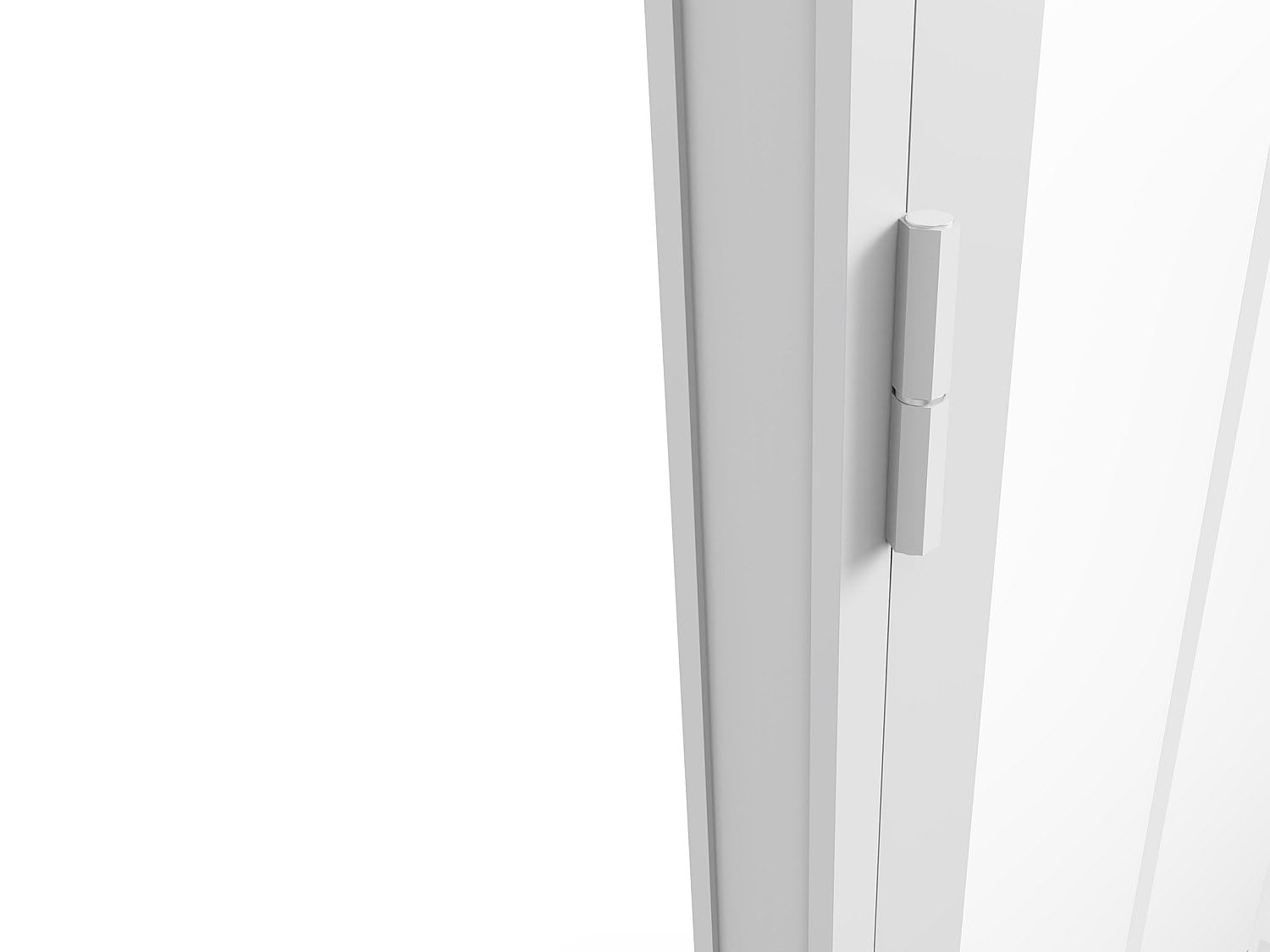Vente-unique-Puerta reversible de aluminio y vidrio templado tipo taller - Alt. 204 x L73 cm - Blanco - ERMELO