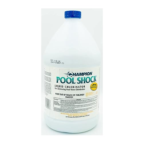 CPDI Champion Pool Shock - Ready to Use Liquid Chlorine - Commercial Grade 12.5% Concentrated Strength - 1 Gallon