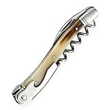 Laguiole Tradition French Waiters Corkscrew – Blond Horn – Handmade Single-Lever Wine Bottle Opener for Bartenders and Gifts – Sharp Micro Serrated Knife – Comes with Gift Box and Carry Case
