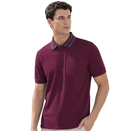 Image of Nobero Striped Collar Regular Fit Polo T Shirt for Men | Polo t-Shirts for Men | Regular Fit | Striped Collar | Premium Fabric | Casual & Smart Casual