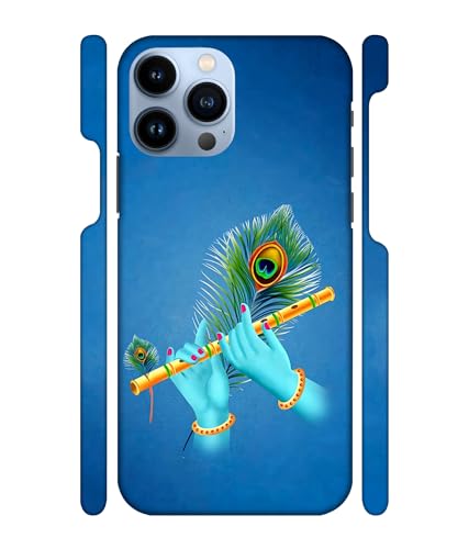 Image of Lord ''Krishna'' -(Flute & Feathers) Printed Hard Mobile Back Cover & Case for iPhone 13 Pro (6.1 inch), Designer | Protective & Premium Cover & Case