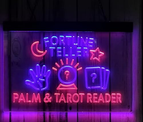 Image of Psychic Fortune Teller Palm Tarot Reader Display Led Lamp Neon Signs USB Powered Beer Neon Bar Signs, Man Cave, Home Bar, Club, Bistro,Store